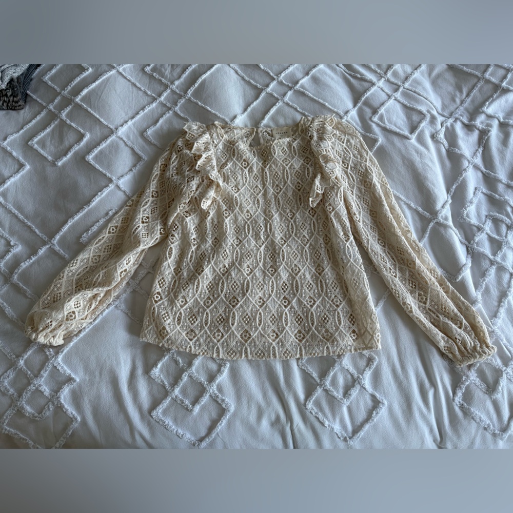 SÉZANE Salina Cream Lace Long Sleeve Blouse